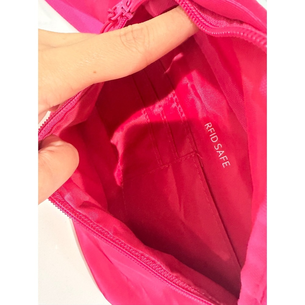 The Foldie Belt Bag Hot Pink Nylon RFID Safe Waist Pack Crossbody Travel Bag - Picture 3 of 5